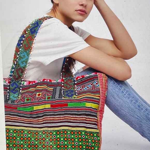 Free People Tricia Fox Technicolor Embellished Tote - Picture 1 of 9